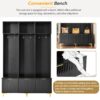 Modern Large Storage Hall Tree With Bench, Luxurious Coat Rack With 6 Hooks And Legs For Entryway, Living Room - Black / Gold - Image 7