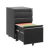 Metal 3 Drawer Mobile File Cabinet With Lock For Home Office Organizer - Black - Image 12