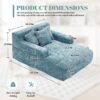 Chenille Interior Lazy Sofa Chaise Lounge Armchair With 3 Pillows And Armrests - Mint Blue - Image 3