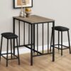 3 Pieces Dining Set, Counter Height, Rectangular, Small, Contemporary - Taupe - Image 3
