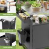 Outdoor Grill Cart With Storage, Rolling Bar Cart With Hooks And Spice Rack Stainless Steel - Black / Silver - Image 7