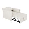 Convertible Pull Out Sofa Bed, 3 In 1 Convertible Sleeper Chair Adjustable Backrest With Thicked Cushions, Multi Functional Linen Armchair For Living Room, Bedroom, Apartment, Office - White - Image 9