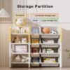 Kids Bookshelf And Toy Storage, 4 Tier Toy Organizers With 8 Removable Storage Bins, Kids Toy Storage Organizer For Study Room - Gray / White / Yellow - Image 3