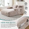 Chenille Interior Lazy Sofa Chaise Longue Armchair With Pillows And Armrests - Khaki - Image 3