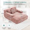 Chenille Interior Lazy Sofa Chaise Lounge Armchair With Pillows And Armrests - Pink - Image 2