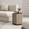 Hexagonal Rural Style Garden Retro With Drawer Living Room Corner Table Bedroom Bedside Table - Light Oak - Image 2