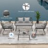 Elegant 4 Piece Wicker Patio Furniture Set With Tempered Glass Table And Detachable Cushions - Gray - Image 6