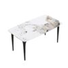Modern Artificial Stone Pandora Curved Leg Dining Table 6 People - Antique White - Image 4