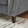 Chesterfield Velvet Upholstery Fabric Sofa With Roll Armrest & Nailhead, 3 And 2 Seater - Gray - Image 14