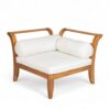 6 Piece Patio Sofa Set, Acacia Wood Outdoor Modular Sectional Garden Furniture Set L Shaped Conversation Set, Convertible Daybed With Tea Table, Ottoman, 5 Cushions And Pillows - Teak / Beige - Image 10