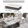 63" Modern Artificial Stone Pandora White Curved Metal Leg Dining Table, 6 People - Antique White / Black - Image 10
