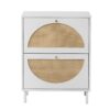 2 Door Shoe Rack, Rattan, Double Layer, Suitable For Living Room, Hallway - White - Image 8