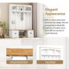 Farmhouse 4 In 1 Hall Tree With Wood Grain Bench And Top, Multifunctional Coat Rack With Hooks And Shell Handles, Mudroom Bench With Adjustable Shelves For Hallway, Living Room - White - Image 8