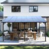 Outdoor Pergola Gazebo, Wall Mounted Lean To Metal Awning Gazebo With Roof, Large Heavy Duty For Patio, Decks, Backyard - Gray - Image 9