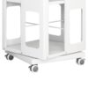 4 Tier All Steel Rotating Bookshelf With 360° Wheels, Large Size Sturdy & Spacious Book Rack, New Style Bookshelf - White - Image 9