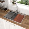 30" Topmount Stainless Steel Kitchen Sink With Workstation Ledge And Accessories - Black - Image 3