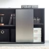 Metro - Contemporary TV Stand With 2 Shelves And Sliding Doors - Silver - Image 5