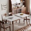 Round Corner Diagonal Leg Telescopic Table For 6 - 8 People To Meet Dining Table - White / Walnut - Image 4