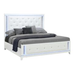 Adalid - King 5 Pieces Bedroom Set With LED Lights And Tufted Design - White