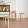 Stackable Stools (Set of 4), Round Backless Chairs For Dining Room, Kitchen, Classroom - Coffee - Image 2