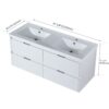 Modern Floating Bathroom Vanity With Dual Resin Sink, Soft Close Drawers - White - Image 4