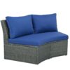 10 Piece Outdoor Sectional Half Round Patio Rattan Sofa Set, Wicker Conversation Furniture Set For Free Combination - Blue - Image 19