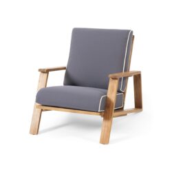 Patio Lounge Chair, Outdoor Club Chair - Dark Gray / Teak
