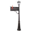 Stratford - Heavy Duty Cast Aluminum Mailbox With Post And Solar Light, Fluted Base, Decorative Modern Mailbox - Brown - Image 5