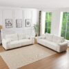 Lamb's Wool 2 Seater Cushion Sofa Comfortable Sofa For Living Room Bedroom And Other Casual Spaces Lamb's Wool Sofa With 2 Cushions And 2 Ball Pillows (Set of 2) - Beige - Image 2