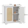 Rattan Decorated Sideboard Buffet Storage Liquor Cabinet - White - Image 3