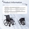 Premium Nursing Folding Wheelchair Frame Double Brakes Adjustable Seat Belt & Breathable Cushion Safe Comfortable Ride With Anti Backflip & Stability Features - Black / Gray - Image 11