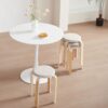 Stackable Bentwood Stools (Set of 4), Round Backless Chairs For Dining Room, Kitchen, Classroom - Light Gray - Image 8