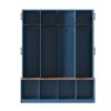 Farmhouse Hall Tree With 4 Hidden Hanging Hooks, Versatile Seating Bench With 8 Doors, Entryway Shoe Cabinet With Open Compartments For Living Room - Blue - Image 9