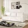 Pull Out Sofa Bed, 3 In 1 Convertible Sleeper Sofa With Nailhead Trim & Rolled Arm, Multi Functional Sofa Bed For Living Room, Bedroom, Apartment, Office - Cream White - Image 4