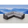 5 Piece Rattan Wicker Sectional Patio Set With Comfortable Cushions - Brown Mix / Gray - Image 3