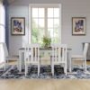 7 Piece Dining Table Set Retro Style With Extendable Table And 6 Upholstered Chairs - Brown / White - Image 2