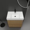 Modern Bathroom Vanity With Single Sink And Double Drawer, Freestanding Engineered Wood Cabinet - Oak - Image 7