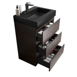 Alice - 24" Bathroom Vanity With Sink, Large Storage Freestanding Bathroom Vanity For Modern Bathroom, One-Piece Sink Basin Without Drain And Faucet - Walnut / Black