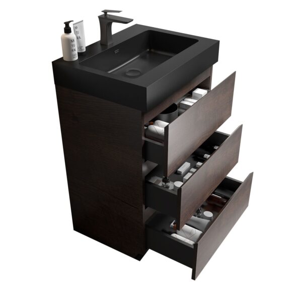 Alice - 24" Bathroom Vanity With Sink, Large Storage Freestanding Bathroom Vanity For Modern Bathroom, One-Piece Sink Basin Without Drain And Faucet - Walnut / Black