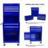 6 Drawer Lockable Tool Cabinet On Wheelsб Steel Rolling Tool Chest With Detachable Toolbox, 2 In 1 Garage Workshop Storage Organizer With 4 Universal Casters - Blue - Image 9