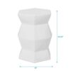Contemporary Ceramic Drum Stool Indoor / Outdoor Side Table Glazed Accent Garden Stool - White - Image 3