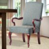 Delaney - Elegant Gooseneck Arm Chair With High Back Jacquard Fabric - Blue - Image 2