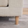Modern Upholstered End Of Bed Bench With Armrests, Chenille Chaise Lounge Couch With Bolster Pillows, Rubberwood Legs - Beige - Image 9