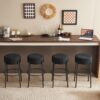 Round High Bar Stools (Set of 2), Contemporary Upholstered Dining Stools For Kitchens, Coffee Shops And Bar Stores - Black - Image 6