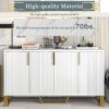 Modern Sideboard With Four Doors, Metal Handles & Legs And Adjustable Shelves Kitchen Cabinet - White - Image 5