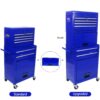 6 Drawer Lockable Tool Cabinet On Wheelsб Steel Rolling Tool Chest With Detachable Toolbox, 2 In 1 Garage Workshop Storage Organizer With 4 Universal Casters - Blue - Image 7