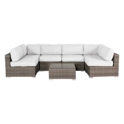 6 Seat Rattan Outdoor Lounge Set Durable - Gray Mix