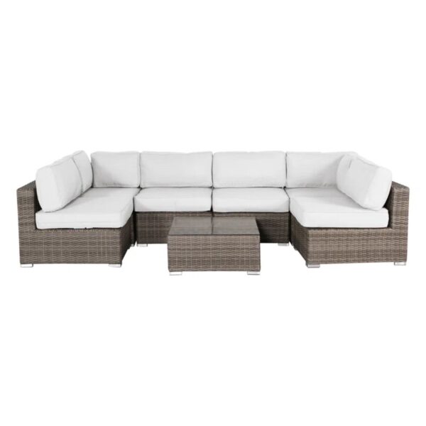 6 Seat Rattan Outdoor Lounge Set Durable - Gray Mix