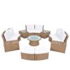 10 Piece Outdoor Sectional Half Round Patio Rattan Sofa Set, Wicker Conversation Furniture Set For Free Combination - White - Image 13