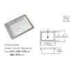 18 X 12" Elegant Ceramic Rectangular Undermount Bathroom Sink With Overflow - White - Image 3